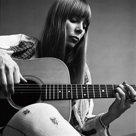 Joni Mitchell, with Guitar, from Below, 1968